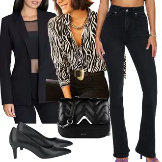 S Třásně Outfit s Džín s Širokou Nohavicí/Mom Jean/Džíny s Rozparkem/High Waist Džínové Kalhoty/Dad Džíny Trendyol "Outfit na podzim"