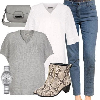 Outfit s Šedá Zimní Kozačka GERRY WEBER "Outfit na podzim"