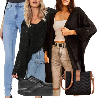 Outfit s Hnědá/Černá/Fialová Zavinovací svetr/Vlněný kardigán/Kardigán s výstřihem do V/Vintage svetr/Letní svetr/Dlouhé Kardigany/Svetr s podšívkou/Svetr kroj olalook "Outfit na podzim"