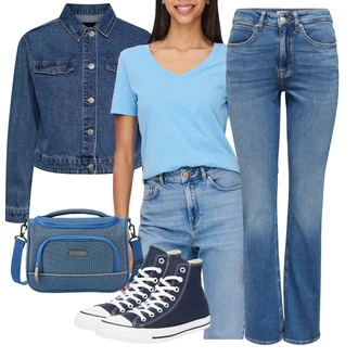 Chuck Taylor All Star Outfit s Tmavě modrá/Modrá Tenisky s Bočním Zipem/Úzká teniska/Plátěná teniska Converse "Outfit na podzim"