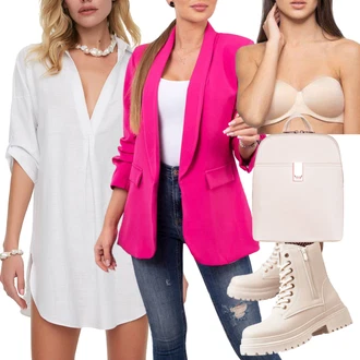 Zapínání na knoflíky Outfit s Bílá/Šedá/Krémová/Oranžová Halenkové Šaty/Košilové šaty/Tunikové šaty Trendyol "Outfit na podzim"