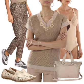 Outfit s Béžová Pantofle "Outfit na podzim"