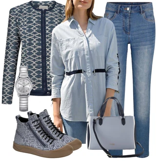 Outfit s Bílá Košilová Blůza "Outfit na podzim"