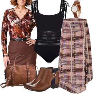 Outfit s Gumová Kotníková Bota/Kotníková Bota Na Podpatku Caprice "Outfit na podzim"