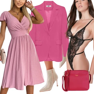 Popový koncert Outfit s Fialová/Růžová/Červená Sportovní Taška Přes Rameno/Brašna/Malá Taška/Klasická Taška Přes Rameno Vuch "Outfit na podzim"Look: Karneval, Galavečer, Den matek, Popový koncert, Valentýn