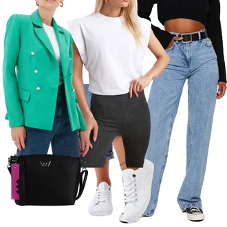 Nadrozměrné Outfit s Oranžová/Modrá/Fialová/Hnědá/Růžová Mom Jean/Vintage džíny/Džín s Širokou Nohavicí/Dad Džíny/Kožená Pánská Bund/Džíny Volného Střihu Trendyol "Outfit na podzim"Look: Nadrozměrné, Ležérní