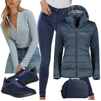 Nevěsta Outfit s High Waist Džínové Kalhoty/Džíny s Rozparkem/Džín s Nízkým Pasem/Push up Džín/Kožená bunda/Navlékací džíny/Kožené Boty/Termální Džíny Only "Outfit na podzim"