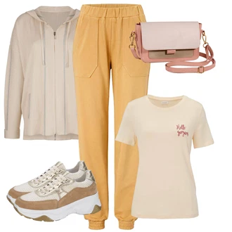 Outfit s Hn?dá Cargo Kalhoty "Outfit na podzim"