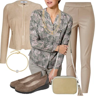 Outfit s Kožené Bund Kožená vintage bunda Alba Moda "Perfekt na podzim"