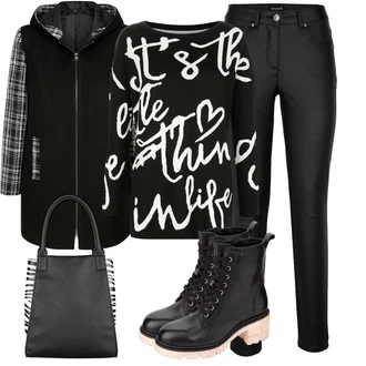 Outfit s Černá Zimní Kozačka "Perfekt na podzim"