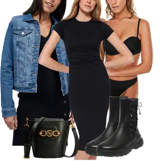 Elastan Outfit s ?ervená/Bílá/?erná Tri?kové ?aty/?aty S Rovným St?ihem/Úzké ?aty/Pouzdrová ?at/Midi ?aty/?erzejové ?aty/P?iléhavé ?aty Trendyol "Perfekt na podzim"