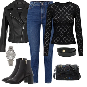 Zima Outfit s Bílá Džíny Regular Fit/Mom Jean/Slim Fit Džíny/Zimní bunda/High Waist Džínové Kalhoty/Push up Džín/Zužující se Džíny Pieces "Perfekt na podzim"