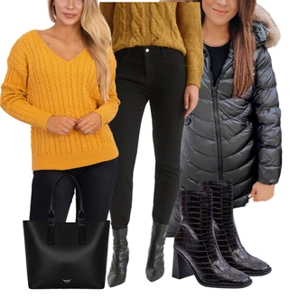 Outfity z džínu Zima s Khaki/Černá Motorkářské Džíny/Termální Džíny/Džíny s Rozparkem/Kožená bunda/Kožené Boty/Slim Fit Džíny/Zimní bunda top secret "Perfekt na podzim"