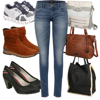Outfit s Hnědá/Oranžová/Béžová/Červená Nepromokavá Bota/Zimní kotníková bota/Zimní kozačka z jehněčí kůže/Ovčí Kožešinová Bota/Kožené pánské obuv/Nepromokavá kozačka/Teniska Zimní Tenisky/Kotníková Bota s Podšívkou/Plochá Kotníková Bota Ara "Perfekt na podzim"
