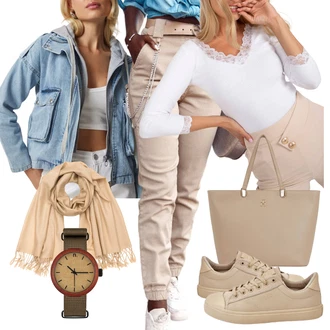 Outfity na podzim Šik s Béžová/Hnědá/Khaki/Bílá art of polo "Perfekt na podzim"Look: Retro, 80tá léta, Boho, Šik, Italský, Skromné, Traditional, Vintage