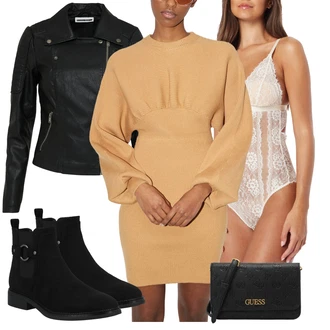 Outfit s Černá/Tmavě zelená Kožené Bund/Motorkářská bunda/Motorkářské Bund/Bunda z Umělé Kůže Noisy may "Perfekt na podzim"