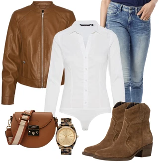 Outfit s Modrá Push up Džín/Džín s Nízkým Pasem/Džíny s Rozparkem/Kožené Boty/Slim Fit Džíny/Kotníková Bota/Džíny s Nízkým Sedem/Kožená bunda/Zimní bunda G-Star Raw "Perfekt na podzim"