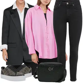 Glamourové třpytem Outfit s Černá/Šedá/Stříbrný Teniska s dírkovaným vzorem/Teniska teddy/Teniska na platformě/Nízká Teniska/Teniska se Třpytkami Guess "Outfit na podzim"Look: Ležérní, Šik, Disko, Glamourové, S Metall, Skater, Sportovní