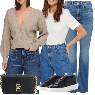 Outfit s Růžová/Černá Teniska se Třpytkami/Kožené Tenisky/Úzká Teniska/Teniska s dírkovaným vzorem/Nízká Teniska/Vintage Teniska Desigual "Outfit na podzim"