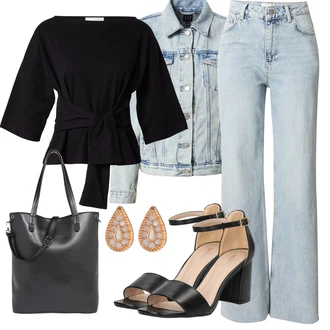 Outfity pro léto s Světle modrá Džín s Širokou Nohavicí/Pánské tričko/Zvonové Džíny/High Waist Džínové Kalhoty/Džíny Culottes/Džíny s Rozparkem/Džíny Volného Střihu/Vintage džíny guido maria kretschmer women "Perfektní na léto"