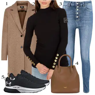 Outfit s Modrá/Světle modrá Push up Džín/Džíny s Rozparkem/High Waist Džínové Kalhoty Trendyol "Perfekt na podzim"