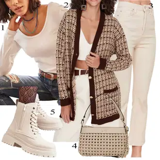 Outfit sa Bež/Kaki Dad Traperice/Muška Kožna Jakna/High Waist Traperice/Skraćene Traperice/Traperice s Prorezom/Culotte Traperice Trendyol "Jesenski outfiti"