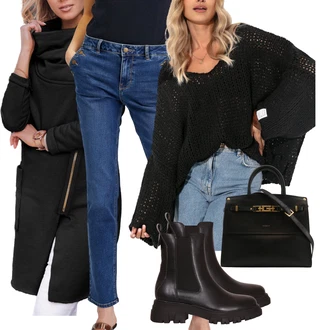 90tá léta, Styl Outfit s Kotníková Bota/Zkrácené Džíny/Dad Džíny/Girlfriend Džíny/Mom Jean/Džíny Regular Fit/Formální Košile/Slim Fit Džíny/Rovná Džína/Zužující se Džíny orsay "Podzimní Look"Look: 90tá léta, Ležérní, Cool, Francouzské