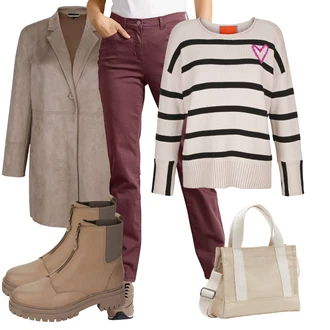 Elegantní Outfit s Šedá Oblek Dlouhý Sako/Elegantní Sako "Podzimní Look"Look: Elegantní
