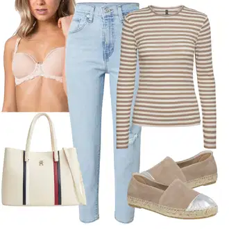 Outfit s Růžová/Béžová Pánské boty ve velikosti 11/Kožené bundy pro muže/Push-Up Podprsenka/Měkká podprsenka/Podprsenka Balconette/Podprsenka s kosticemi/Podprsenka Bez Kostic/Průsvitná podprsenka a podprsenka s kosticí TRIUMPH "Podzimní outfit na volný čas"
