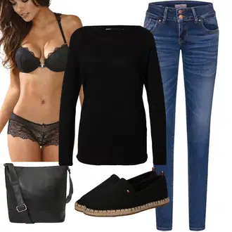 Outfit s Bílá Kojící podprsenka/Prsatější střih podprsenky/Pánské boty ve velikosti 11 Lascana "podzimní outfit pro každý den"