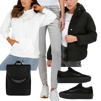 Outfit s Šedá/Světle šedá Zužující se Džíny/Termální Džíny/Sweat Džíny/Pánské tričko orsay "podzimní outfit pro každý den"