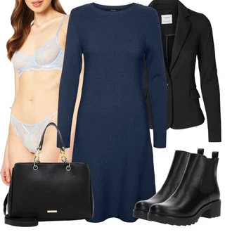 Nadrozměrné Krátká Outfit s Černá Chelsea Boty/Kožená bunda/Gumová Kotníková Bota/Plochá Kotníková Bota About You "Podzimní večerní outfit"Look: Šik, Elegantní, Cool, Nadrozměrné, Techno, Unisex, S Mokrým Vzhledem