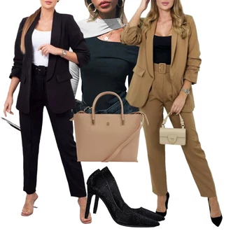 Boja Outfit sa Siva Salonka & Visoki Pet fenzy "Poslovni look"