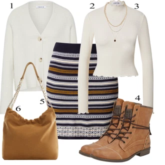 Casual outfits Zima mit Bela/Bež/Khaki/Rjava Majica & Top Edited "Obleka za jesen"
