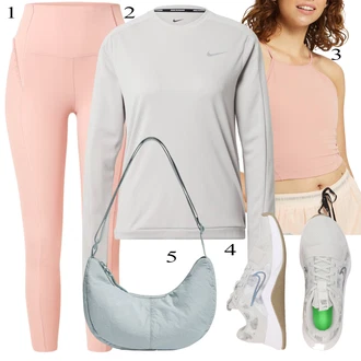 Športne Outfiti mit Roza/Bež/Modra Nike, Pastelne barve Nike, Roza Nike, Pastelne barve Nike "Popoln za jesen"