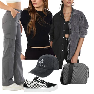 Outfit s Tmavě modrá/Tmavě šedá/Šedá Kšiltovka Snapback Čepice/Pokrývka hlavy art of polo "Sportovní podzimní outfit"