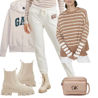 Outfity s kotníkovými botami s Pastelové barvy/Bílá GAP "Sportovní podzimní outfit"