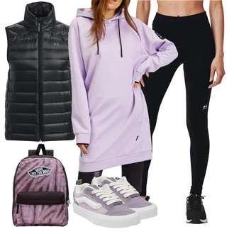 Outfit s Černá/Červená/Růžová Under Armour "Sportovní podzimní outfit"