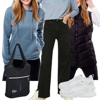 Outfit s Fialová/Tmavě modrá/Hnědá/Modrá Dad Džíny/Džíny Volného Střihu/Džíny Culottes/Plisované Džíny/Džín s Širokou Nohavicí/Formální Košile Trendyol "Sportovní podzimní outfit"