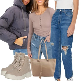 Outfit s Béžová Taška Přes Rameno Carrera "Trendový podzimní outfit"