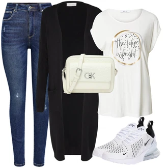 Air Max 270 Outfit s Černá/Bílá Běžecká bota/Běžecká bota/Bota na zumbu/Tenisová bota/Gymnastická bota/Tréninková bota/Volejbalová bota/Bota na fitness/Basketbalová bota Nike Sportswear "Trendový podzimní outfit"