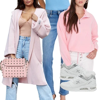 Outfity na podzim Šik s Růžová Sportovní Taška Přes Rameno/Brašna/Malá Taška/Klasická Taška Přes Rameno art of polo "Trendový podzimní outfit"Look: Krásný, Šik, Premium, Vintage, Retro, Glamourové, Italský, Klasické, Fancy
