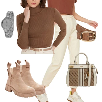 Outfit s Mom Jean/Dad Džíny/Formální Košile/Zužující se Džíny/Kožená bunda/Pánské tričko/Džíny Volného Střihu Trendyol "Trendový podzimní outfit"