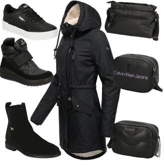 Outfit s Černá Kozačka Kotníková Bota Tommy Hilfiger "Trendový podzimní outfit"