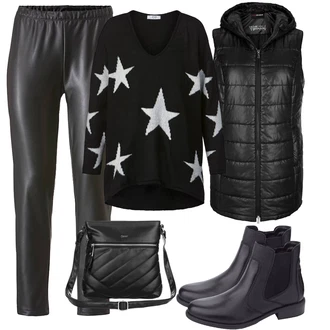 Outfit s ?erná Vest Pro?itý Prslu?enství "Vkusný podzimní outfit"