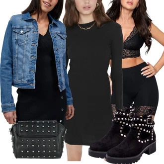 Gotický Outfit s Černá/Šedá/Tmavě šedá Taška Přes Rameno/Taška/Brašna/Klasická Taška Přes Rameno/Vojenská Taška/Malá Taška/Pásková taška/Sportovní Taška Přes Rameno art of polo "Vkusný podzimní outfit"Look: Metal, Gotický