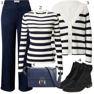 outfit mit Modra/Temno modra Široka Hlača/Marlene Hlača/Obleka Hlača/Ravna Hlača/Hlača z Razporkom/Bootcut Hlača/Hlače z Visokim Pasom/Poslovna Hlača/Hlače iz muslina Edited "Popoln za jesen"