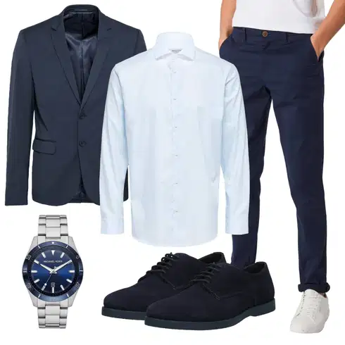 Dunkelblau/Hellblau/Blau Anzug Sakko/Kostüm Casual Friday kombinieren