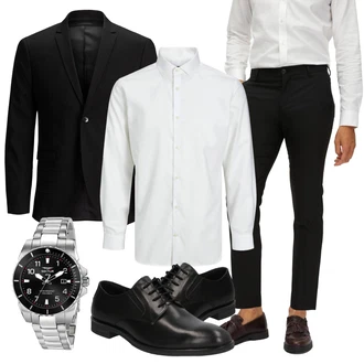 Taufe Outfit mit Weiß/Creme/Grau/Khaki Bluse Große Größe/Business Hemd/Businesshemd/Bügelfreies Hemd Jack & Jones "Business Look"Look: Taufe, Konfirmation, Schule, Firmenfeier, Besondere Anlässe, Pop Konzert