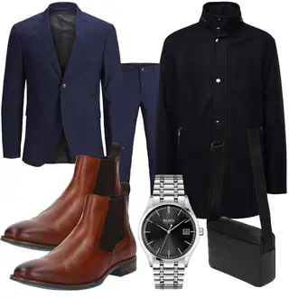 All Black Outfits Old Money mit Schwarz/Rosa/Silber/Dunkelgrau/Grau Kettenuhr/Uhrenbatterie/Uhrwerkzeug/Armbanduhr Boss "Business Outfit"Look: Büro, Classic, Unisex, Coole, Business, Old Money, Retro, 80er